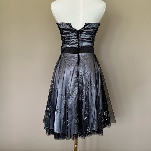 Dark Fairy Whimsigoth Formal Party Dress Junior 7/8 Black & Silver Y2K Sparkle - Picture 3 of 11